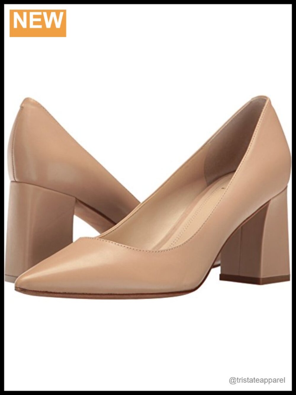 Pointed Toe Block Heel Dress Pump Leather Sole Cushioned Formal